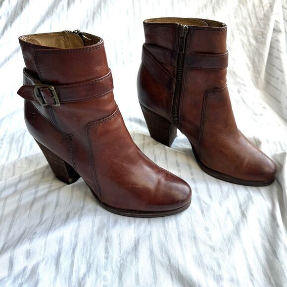 Frye Patty Riding Boots Redwood Size 6.5 M brown leather booties - Picture 7 of 12
